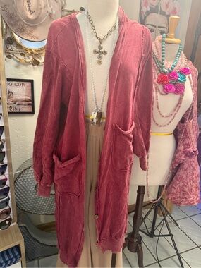 J Her Iversized Cardigan Jacket - Rose Red
